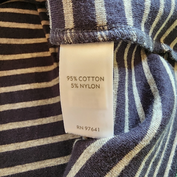 🆕 J. Jill Notched Collar Single Breasted Navy Striped Cotton Blend Blazer~L - Picture 6 of 13